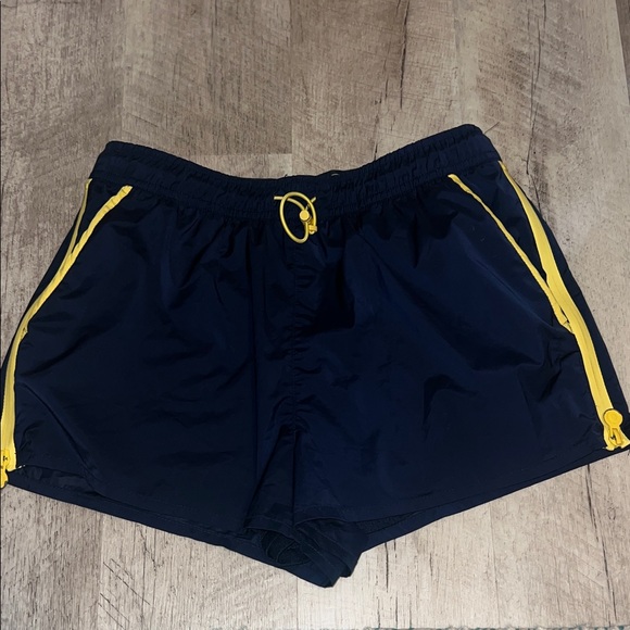 Hunter for Target Dark Blue Shorts with Yellow Highlights and Zippers - Picture 3 of 10